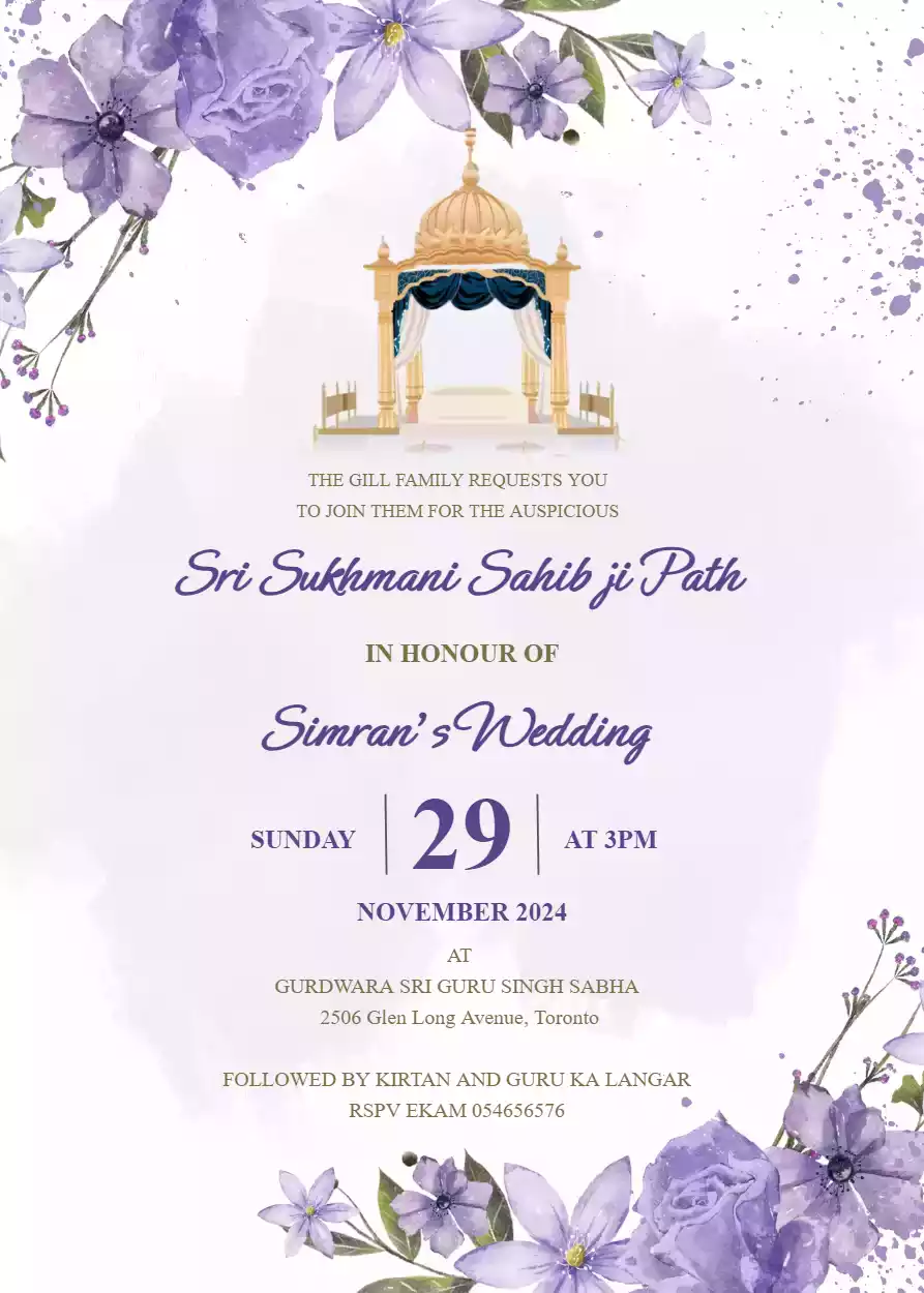 Sukhmani Sahib Invitation Card 13 Sukhmani Sahib Invitation Card
