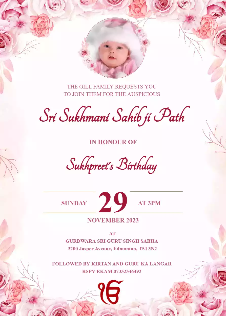Sukhmani Sahib Path Invitation For Birthday 9 Sukhmani Sahib Path Invitation For Birthday